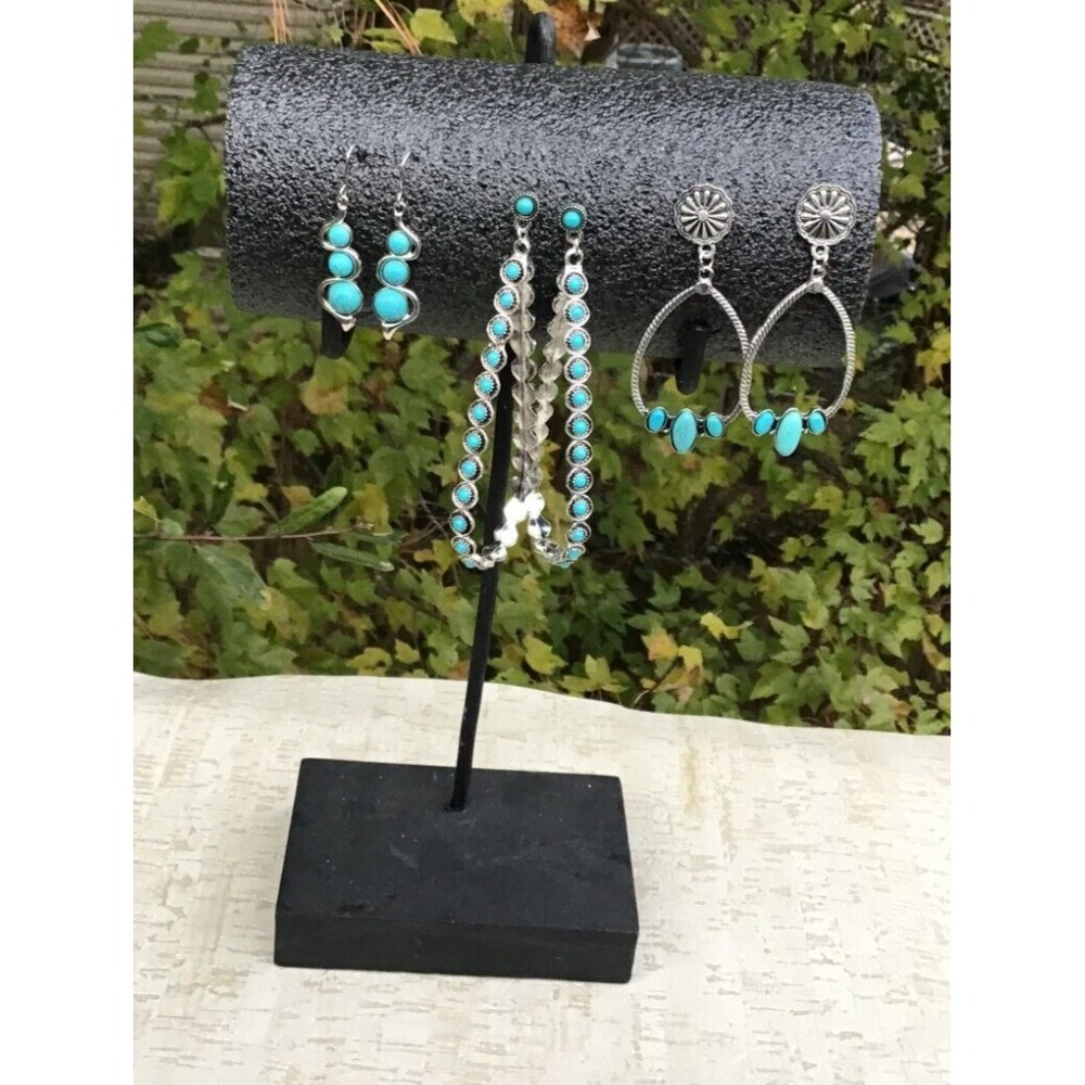 Set of 3 Turquoise-Inspired Drop Earrings – Stylish and Fashionable Earrings - Picture 2 of 3